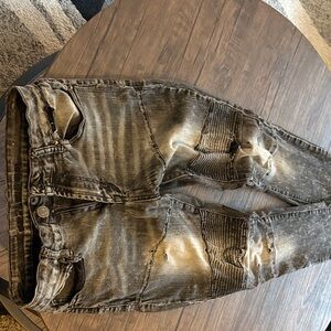 Rue21 Men's Washed Brown Distressed Skinny Jeans